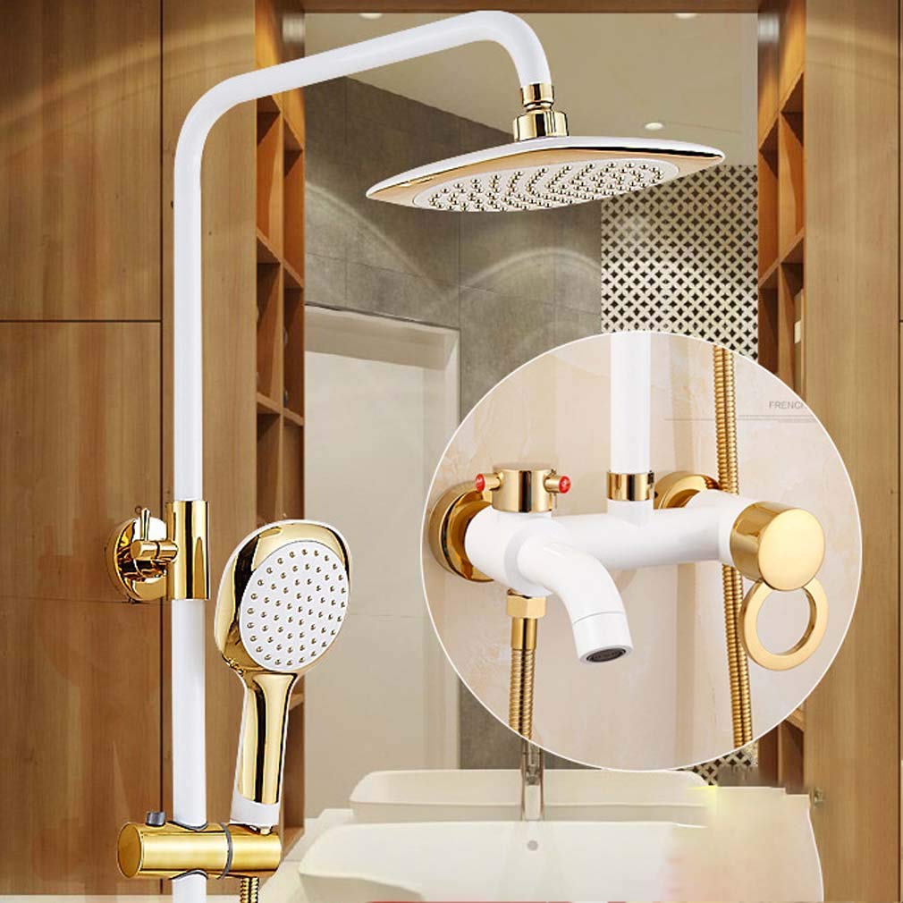 Système de douche en laiton haut de gamme colonne carrée blanche