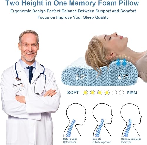 Miniatura 2 de Almohada de espuma viscoelástica almohada ortopédica cervical de contorno de cuello Anvo para dormir de lado almohada de cama ergonómica para dolor