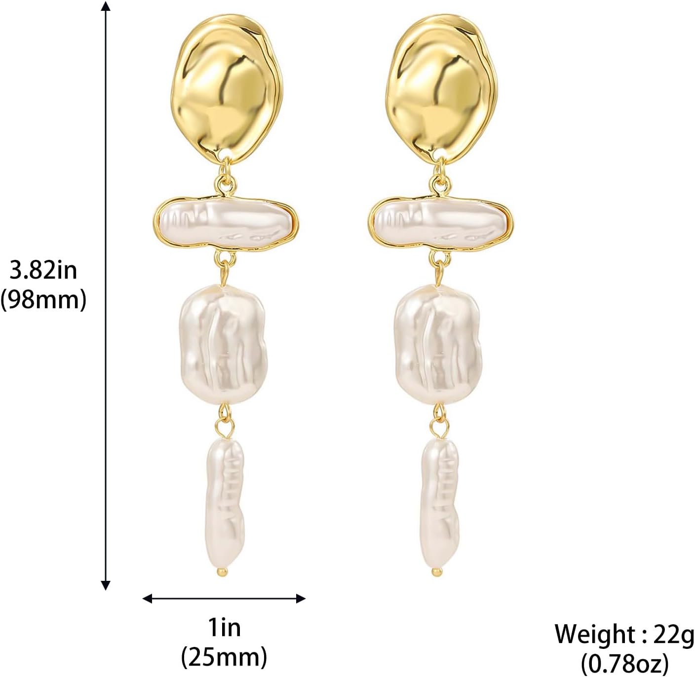 HETICA Baroque Pearl Earrings for Women - Large Teardrop Drop Statement Dangle Earring, Fashion Bridal Wedding Gift - Image 4