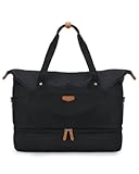 Weekender Bag for Women&comma; Foldie Travel Bag Expandable with Shoes Compartment Travel Duffel 50L Carry on Overnight Gym