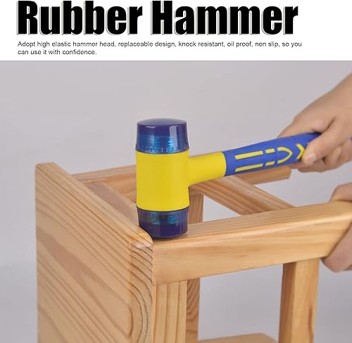 Miniatura 8 de Martillo de goma de nailon de doble cabeza de 1.181 in, mazo de metal, multiuso, doble cara y ligero, martillo suave para decoración del hogar,