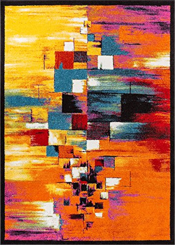 image for Well Woven Champlain Multi Cubes Yellow Orange Blue Modern Abstract Pa