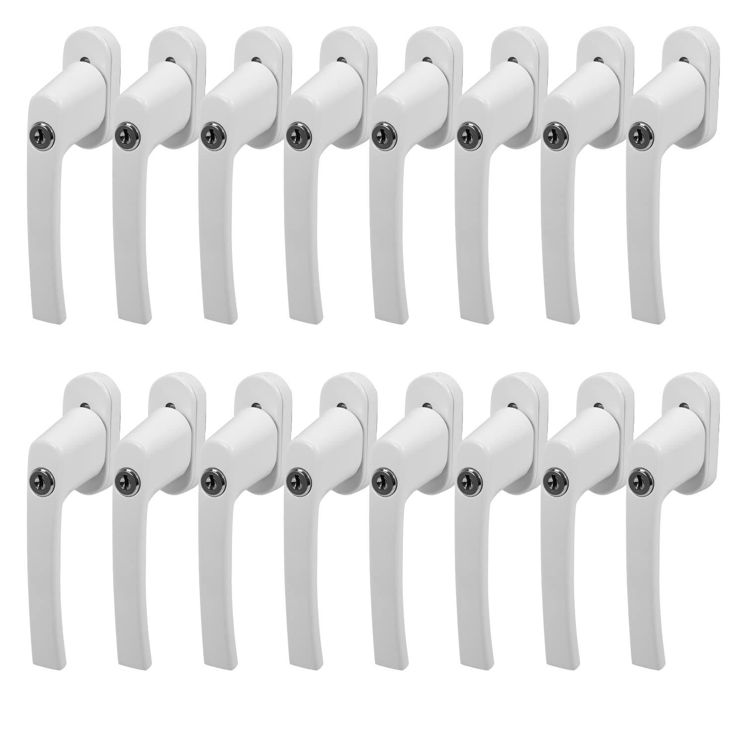 Sonnewelt 16x Abschließbar Sicherheitsfenstergriff, Fenstergriff Aluminium, kindersicherung mit Schloss in Stiftlänge 35mm, Fensterschloss gleichschließend mit Key, Fenstergriff Weiß