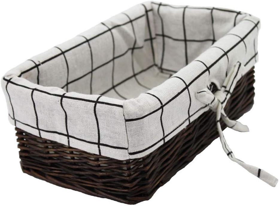 Wicker Storage Basket, Rectangular Storage Basket，Natural and Decorative, Arts and Crafts. (Darkbrown)