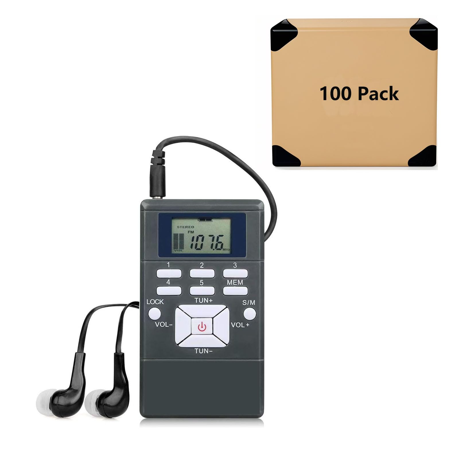 Portable FM Radios Ideal for Large Scale Institutions, Corporations, Tour Companies Digital FM Receivers with Superior Features(Case of 100 Pack)