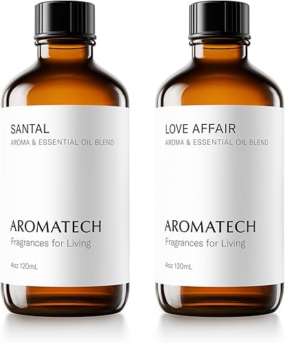 AromaTech Santal & Love Affair Set  Difusor de aroma mezcla de aceites esenciales de cardamomo Santal, papiro, almizcle  Love Affair Jasmin,
