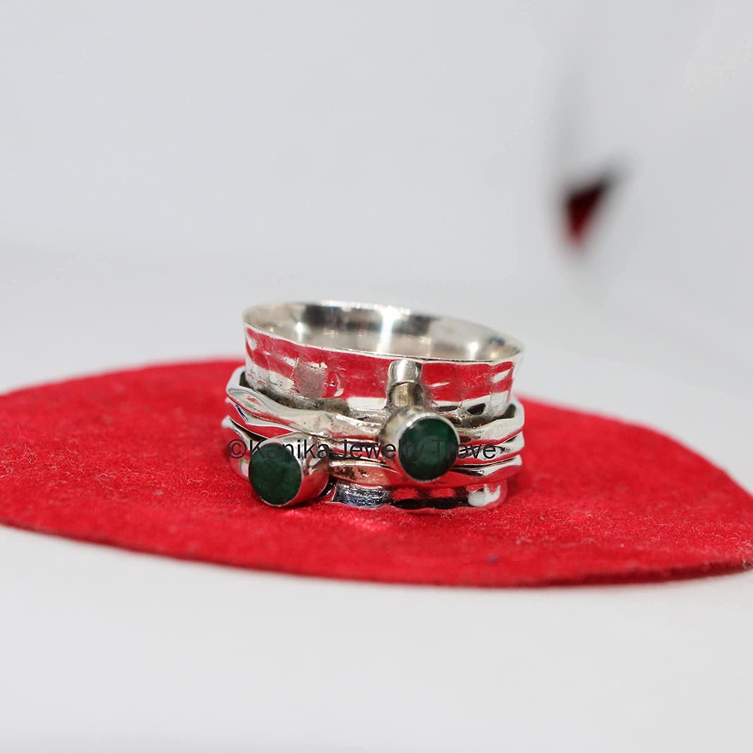 Customize your ring with any gemstone/birthstone,Red Onyx and Citrine Thumb 925 Sterling Silver Ring for Women, Size 10