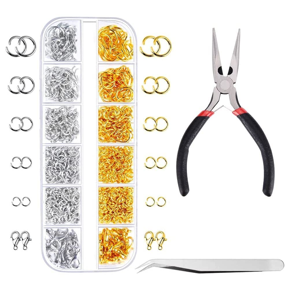 Aperto Salto Anelli Kit 1200PCS Gioielli fai da te Fare Accessori Materiale Set Kit Apri Pinze Pinzette