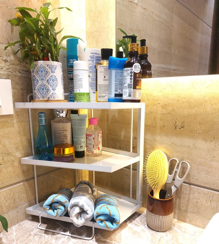 appeasy 3-Tier Kitchen Corner Shelf Rack, Multishelf Storage Stand for Kitchen, Bathroom, Standing Shelf, Spice and Dish Rack Space Saving Organiser (White)-Size: 26 x 26 x 40 cm offers donot miss 4 appeasy 3-Tier Kitchen Corner Shelf Rack, Multishelf Storage Stand for Kitchen, Bathroom, Standing Shelf, Spice and Dish Rack Space Saving Organiser (White)-Size: 26 x 26 x 40 cm offers donot miss