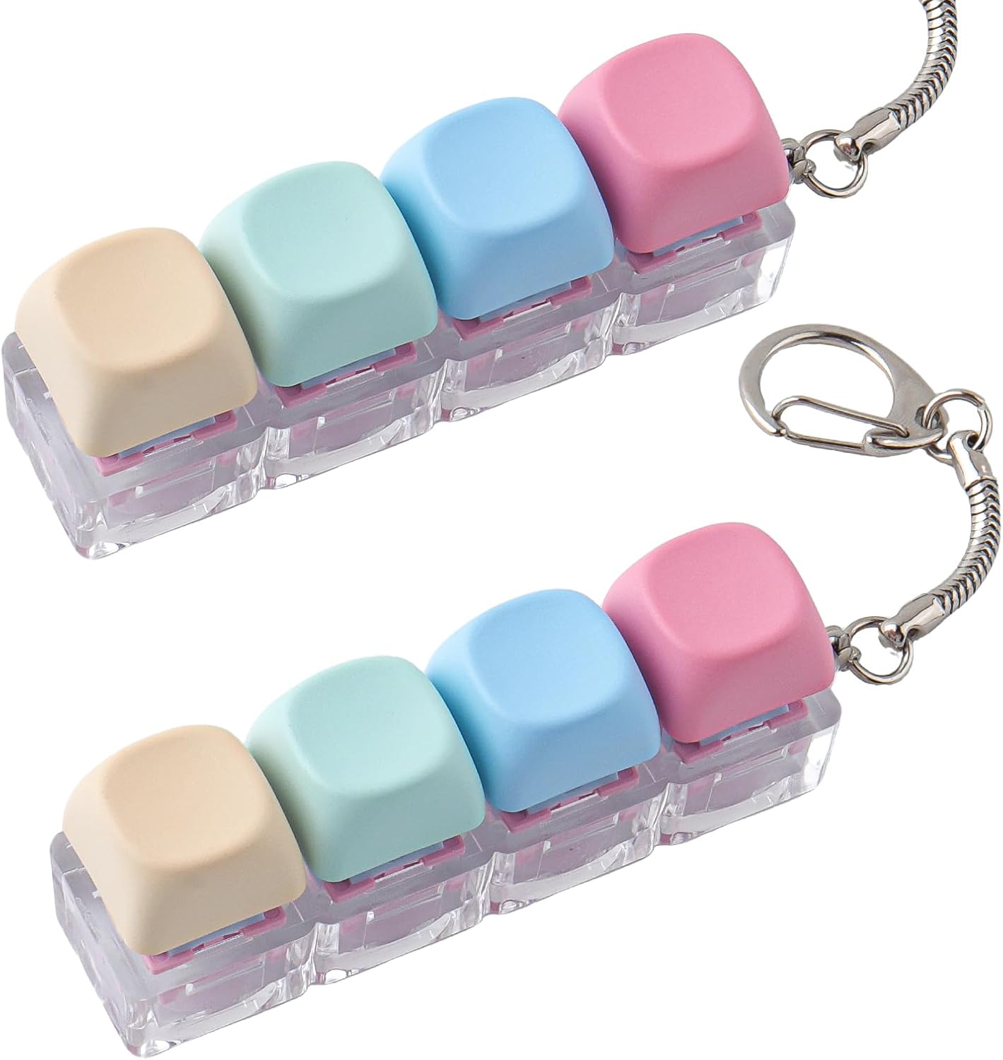 Hyekit 2 Pack Keyboard Fidget Toy - Creamy Stress Relief Fidget Clicker Keychain - MOA Keycaps with Ultra-Satisfying Tactile Feel, Quiet Fidget Toys for Adults, for Office& ADHD Focus