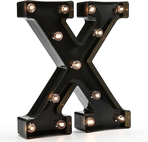 Miniatura 29 de OYCBUZO - Letrero de letras de carpa del alfabeto negro con luz LED para marquesina con número de luces para luz nocturna, barra de hogar, lámpara