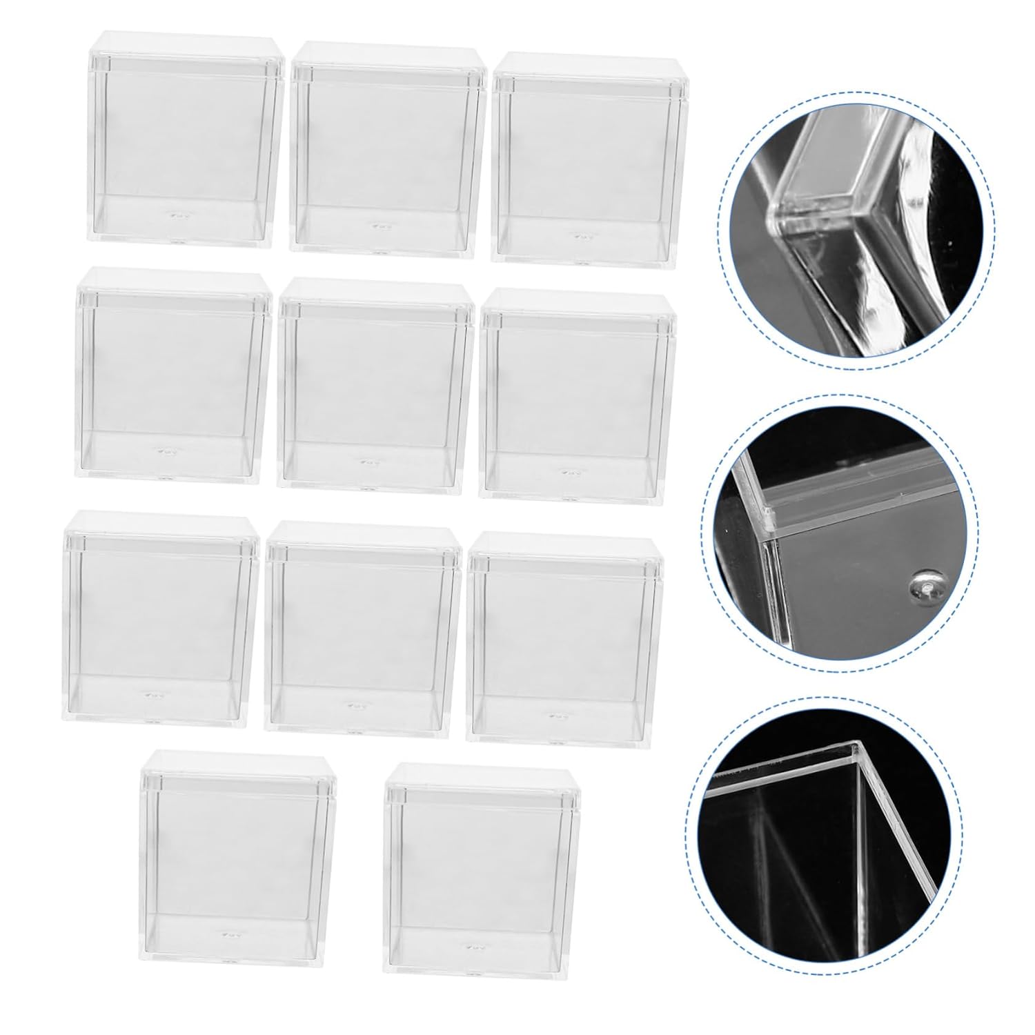 OUNONA 10pcs Specimen Showcase Box Plastic Storage Containers Lids Cube Storage for Minerals Crystals