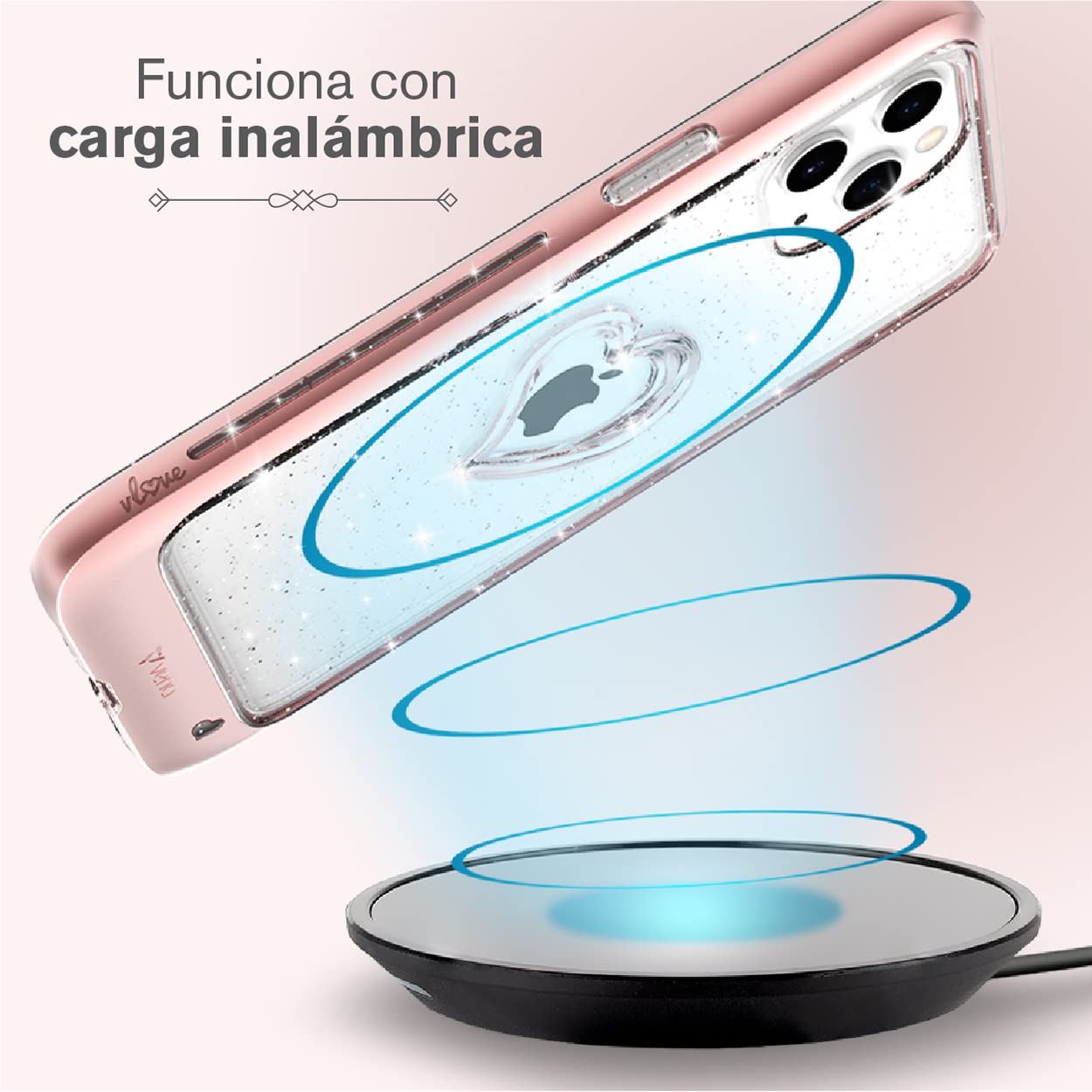 Custodia Per IPhone 12 Pro Con Cuori Laser Glitter - Effetto 3D Antiurto