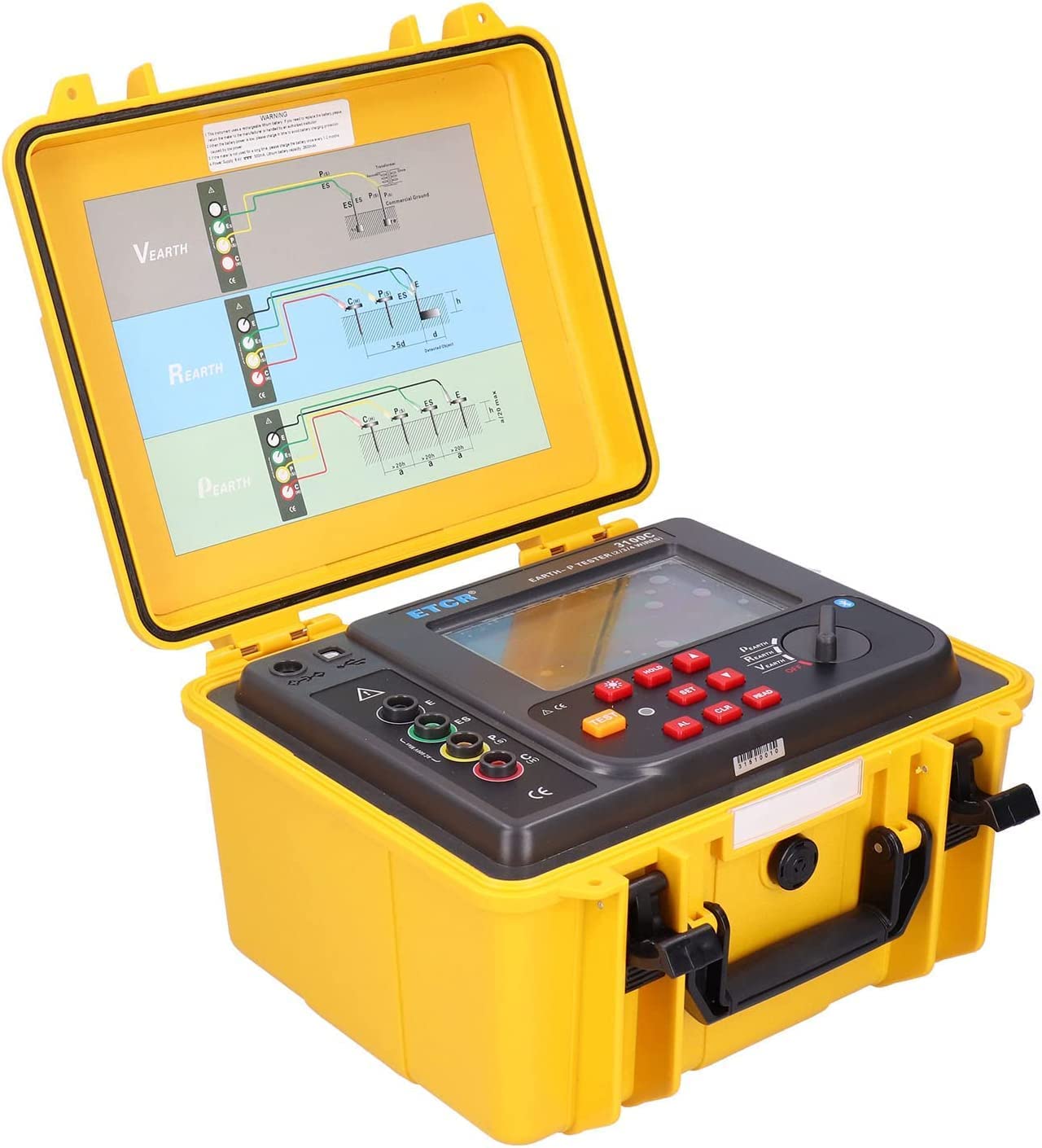 ET3100C Earth Resistance Soil Resistivity Tester Digital Earth Ground Resistance Meter Earth Resistance 0.00Ω - 30.00kΩ Soil Resistivity 0.00Ωm - 9000kΩm