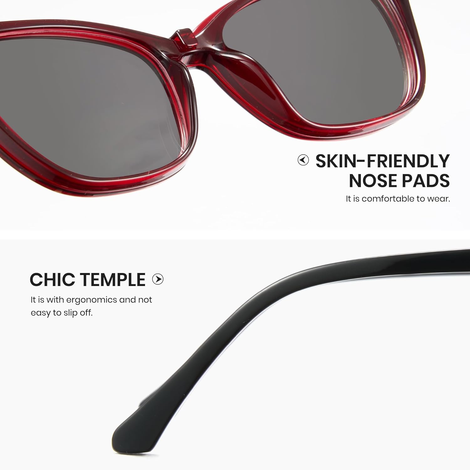 Cyxus Cat Eye Magnetic Clip-On Sunglasses Women Polarized Blue Light Blocking UV400 Protection P1221