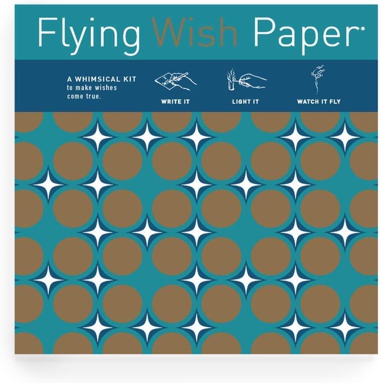 Flying Wish PaperHoliday Wrap, Original Artwork - Write it, Light it & Watch it Fly Large Kit, 7" x 7"