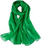 JWSilk Long Silk Chiffon Scarf Solid Color