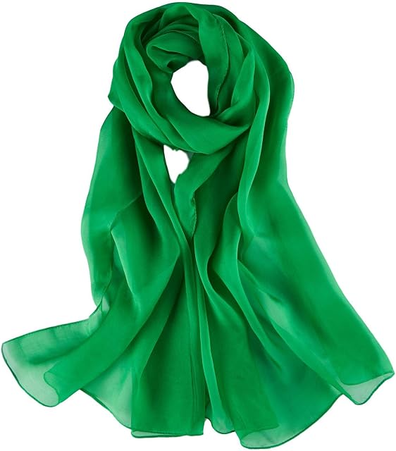 JWSilk Foulard en mousseline de soie longue couleur solide