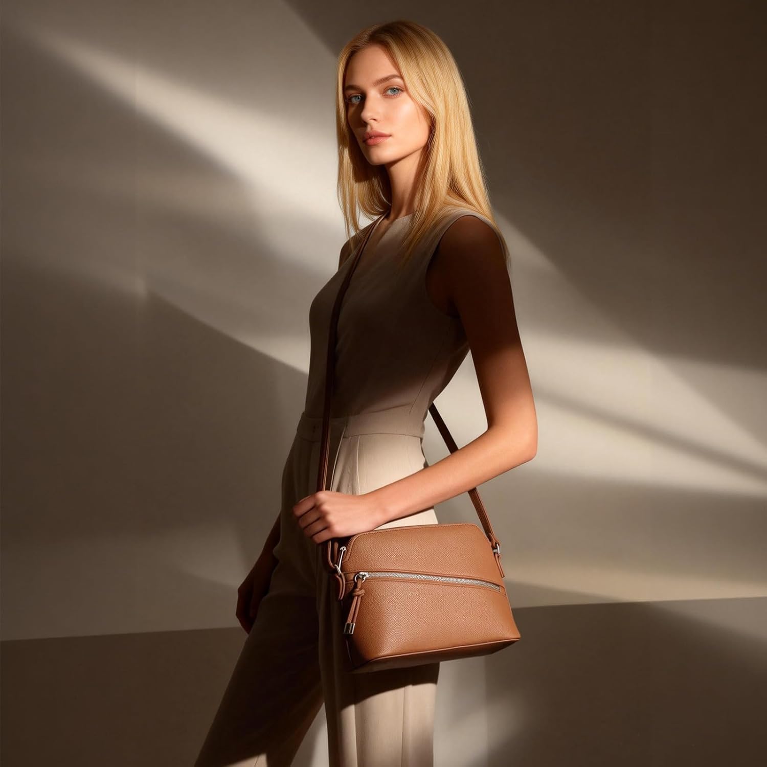 AFKOMST Spring Crossbody Purse for Women Small Dome Shoulder Handbag and Vegan Leather Saddle Satchel Bag for Everyday Use | Fit Pad mini, A5 Notebook, Long Wallet, Spacious Room - Image 3