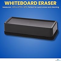 Vista 2 de 1InTheOffice Borrador de borrado en seco, borrador de pizarra blanca, borrador de pizarra, negro, paquete de 2