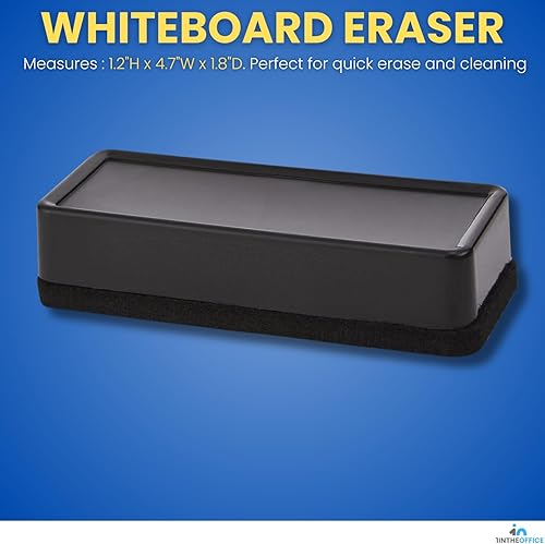 Miniatura 2 de 1InTheOffice Borrador de borrado en seco, borrador de pizarra blanca, borrador de pizarra, negro, paquete de 2