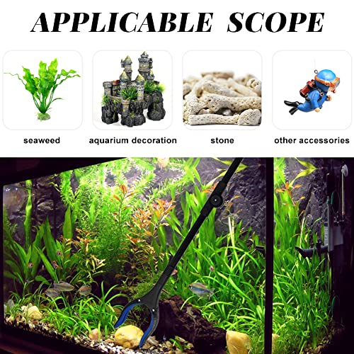 Image of Fish Tank Accessories - 31 inch Aquarium Tweezers Grabber for Aquarium Landscaping Decoration Grab and Place Garbage Cleanup Foldable Gripper Multi-Function Mobility Aid Reaching Assist Tool(Yellow)
