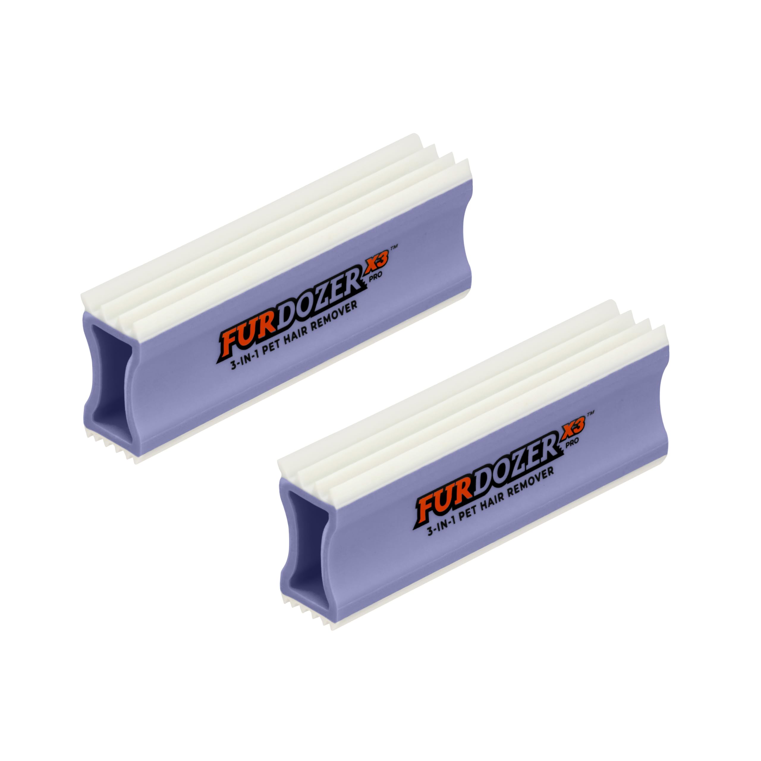 FurDozer Pet Hair Remover &amp; Auto Detailing Tools - Cat &amp; Dog Hair Remover for Carpets, Car Interiors, Couches, Bedding, &amp; Pet Furniture (Purple, (2 Pack) - X3 PRO)