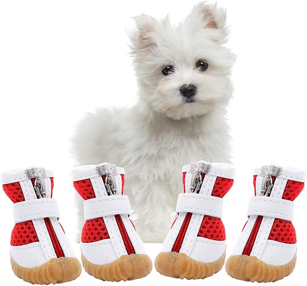 ELECDON Mesh Dog Shoes Pet Boots, Breathable Dog Shoes for Small Doggy, Waterproof Pet Sandals with Anti-Slip Sole and Zipper Closure, Durable Pet Paw Protector for Hot Pavement (size XL)