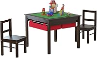 Vista 1 de UTEX - Juego de mesa de construcción para niños 2 en 1 de madera con dos sillas y cajones de almacenamiento, y placa empotrada compatible