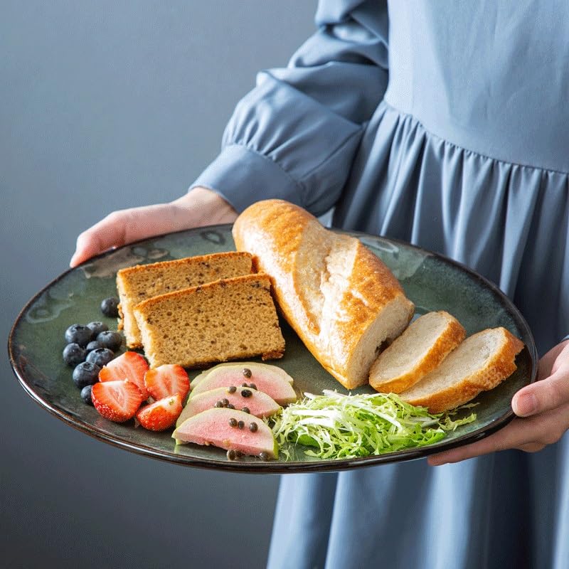 Ceramiczny zestaw zastawy stołowej, 11-częściowy zestaw obiadowy w stylu vintage, z talerzem do serwowania, talerzem deserowym, miską i spodkiem