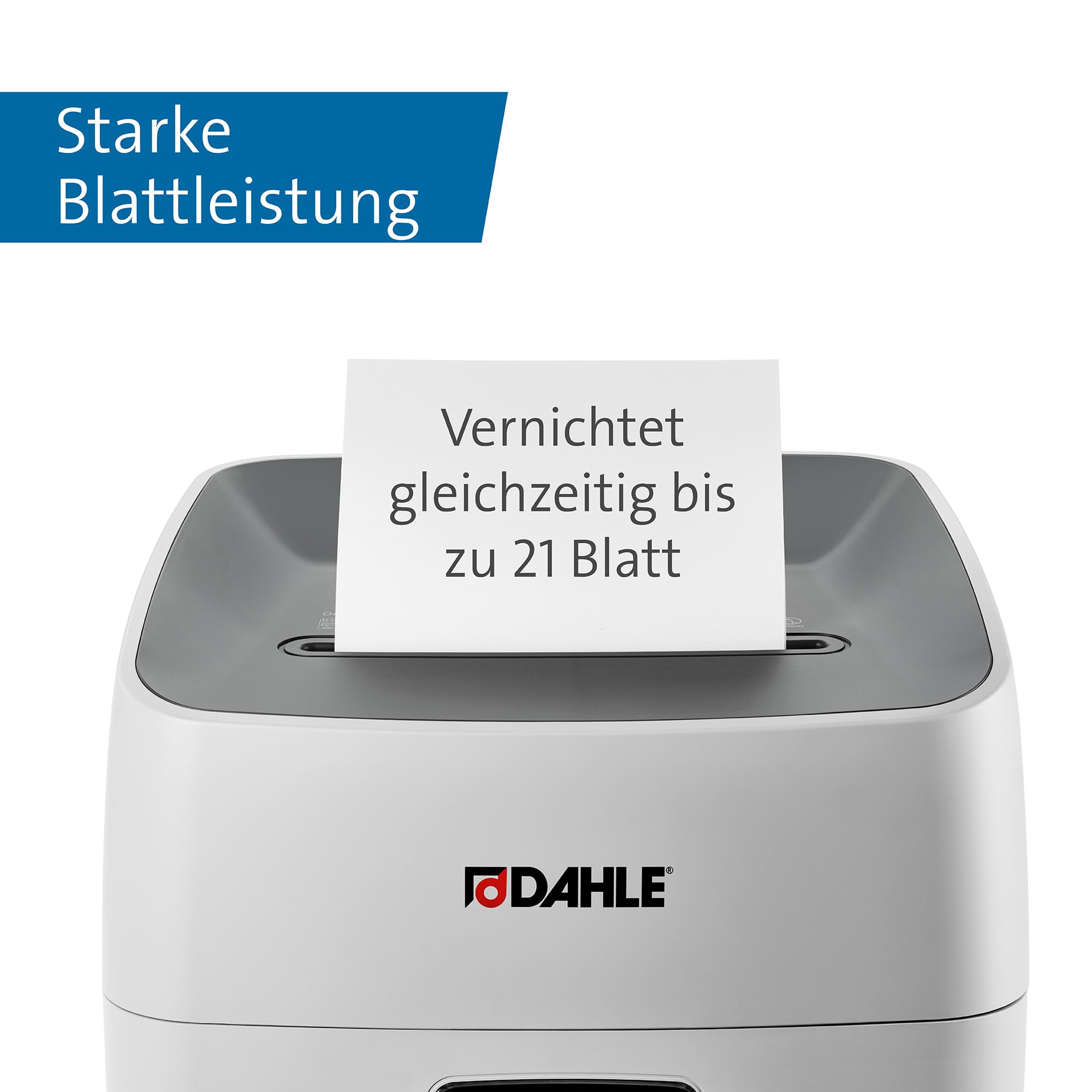 Dahle Deskside 404P - Distruggidocumenti ad alte prestazioni, 40 l, livello di sicurezza P-4, resistenti rulli in acciaio composito, senza olio e manutenzione, 19-21 fogli