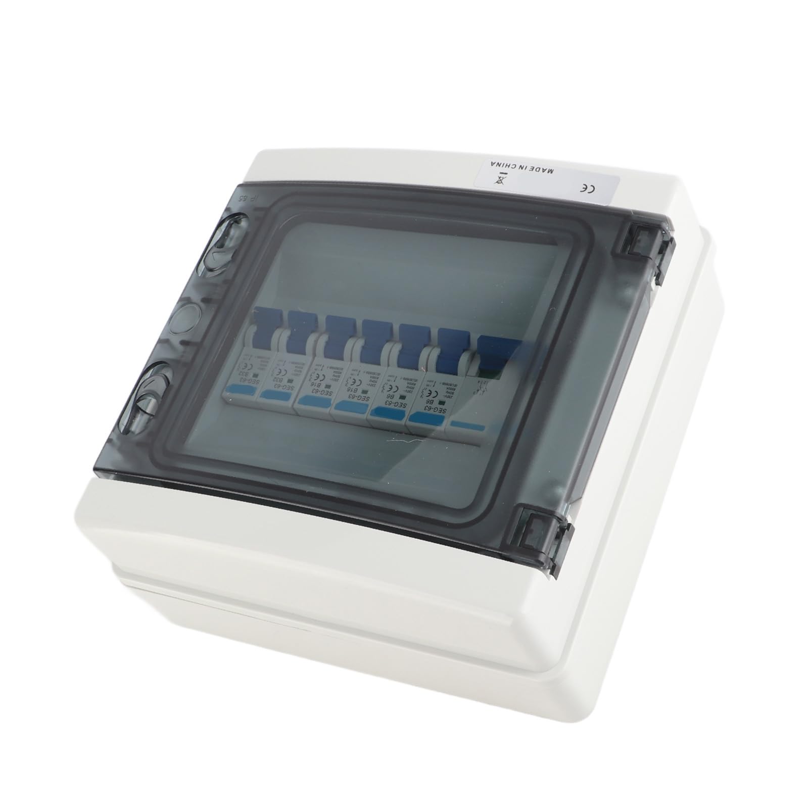 TOPINCN 6 MCB -Verteilungsbox (2xb6a + 2xb16a + 2xb32a) Hauptschalter 100A 6 EU -Routen Elektrische Sicherheit für Externe Verwendung ABS + PC Caravans