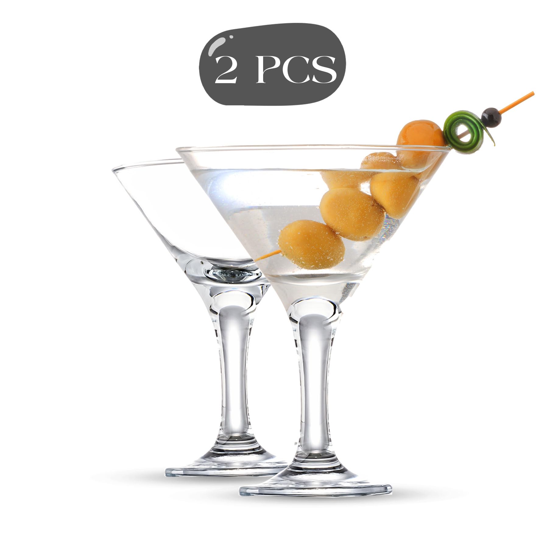 Set di 2 bicchieri da Martini (6oz/175ml). Bicchieri da Cocktail, Espresso Martini, Margarita e Prosecco, Coppa Champagne a Lungo Piede