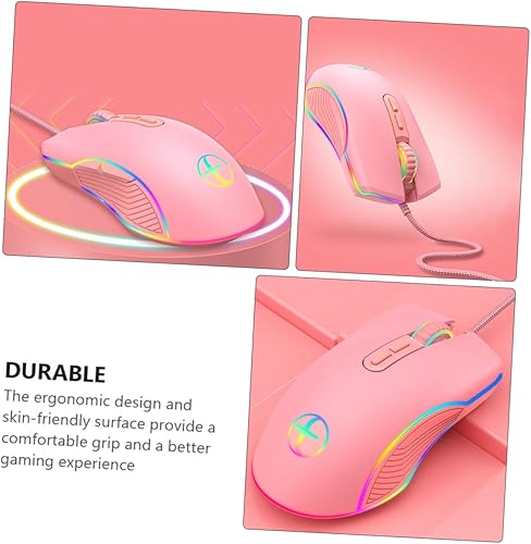 Miniatura 4 de Ratón con luz LED con cable para juegos con luz LED para juegos, ratones USB para computadora, retroiluminados, RGB, precioso, portátil, con cable,