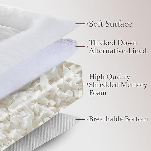 Miniatura 3 de WhatsBedding Cubrecolchón de espuma viscoelástica de 5 pulgadas, tamaño King, relleno de espuma viscoelástica triturada y esponjosa, cubrecolchón de