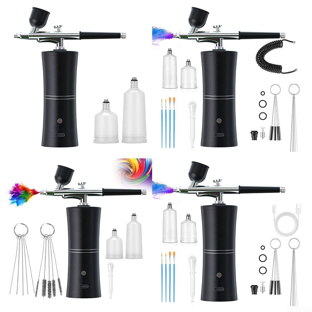 Innovador sistema de aerógrafo inalámbrico ideal para pintura de automóviles, arte de uñas y manualidades (negro A)