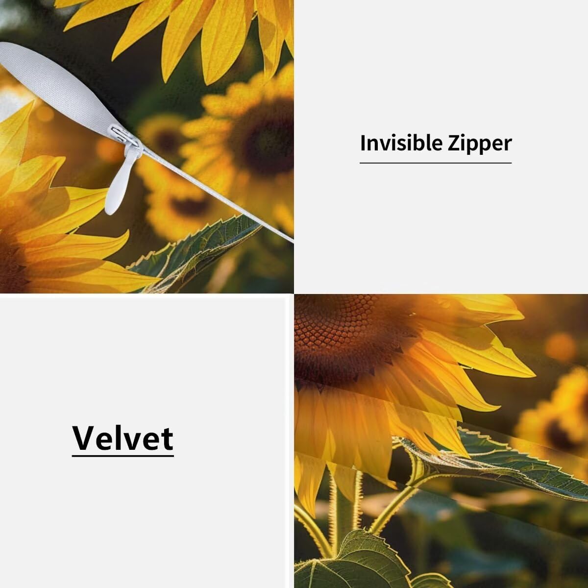 Federe Cuscini Divano 65x65 cm Set di 2 in Velluto Copricuscini Divano, Federe Cuscini Girasole Giallo Decorativi Cuscini per Divano, Federe Cuscino per Soggiorno, Camera da Letto Room Decor -TR218