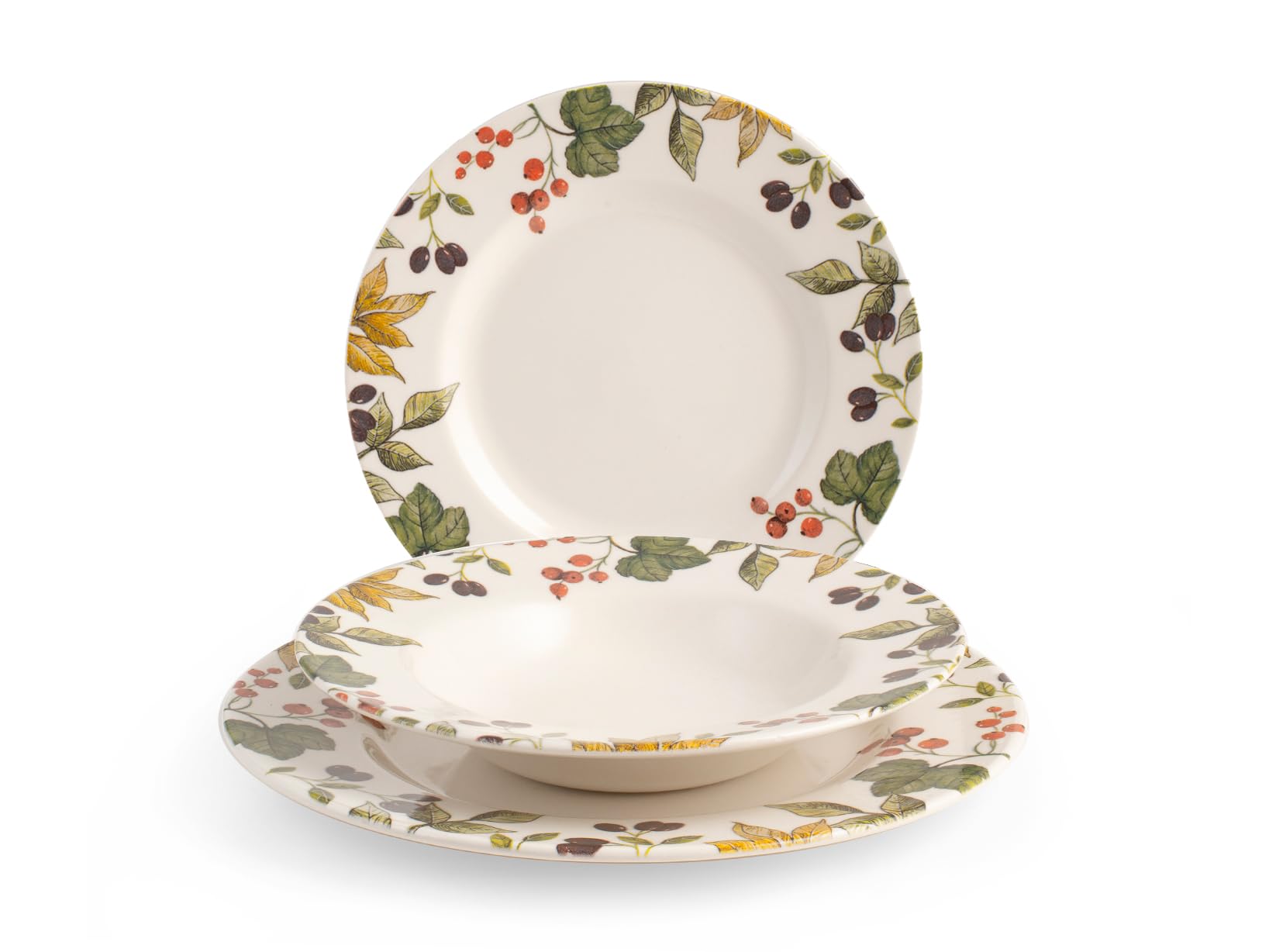 James Sadler & Sons – Servizio Tavola 18 Pezzi “Fruit of Forest” in Earthenware Decorato – Lavabile in Lavastoviglie e adatto al Microonde