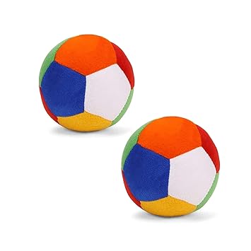 Baby Soft Ball with Rattle Sound Plush Toy for Kids & Toddlers (Multi Color Large Size: 12cm, Set of 2)