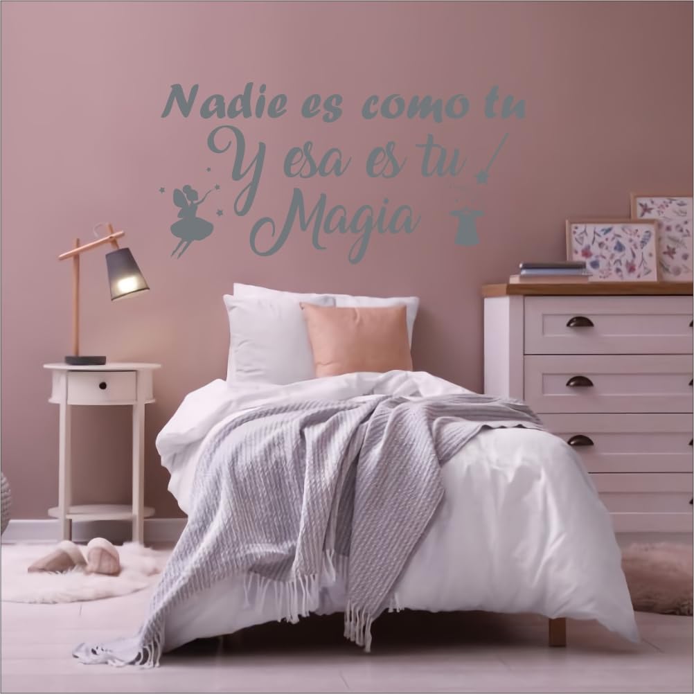 vinilo adhesivo para decorar con frase “Esa es tu magia” | Color gris | 120x240 cm