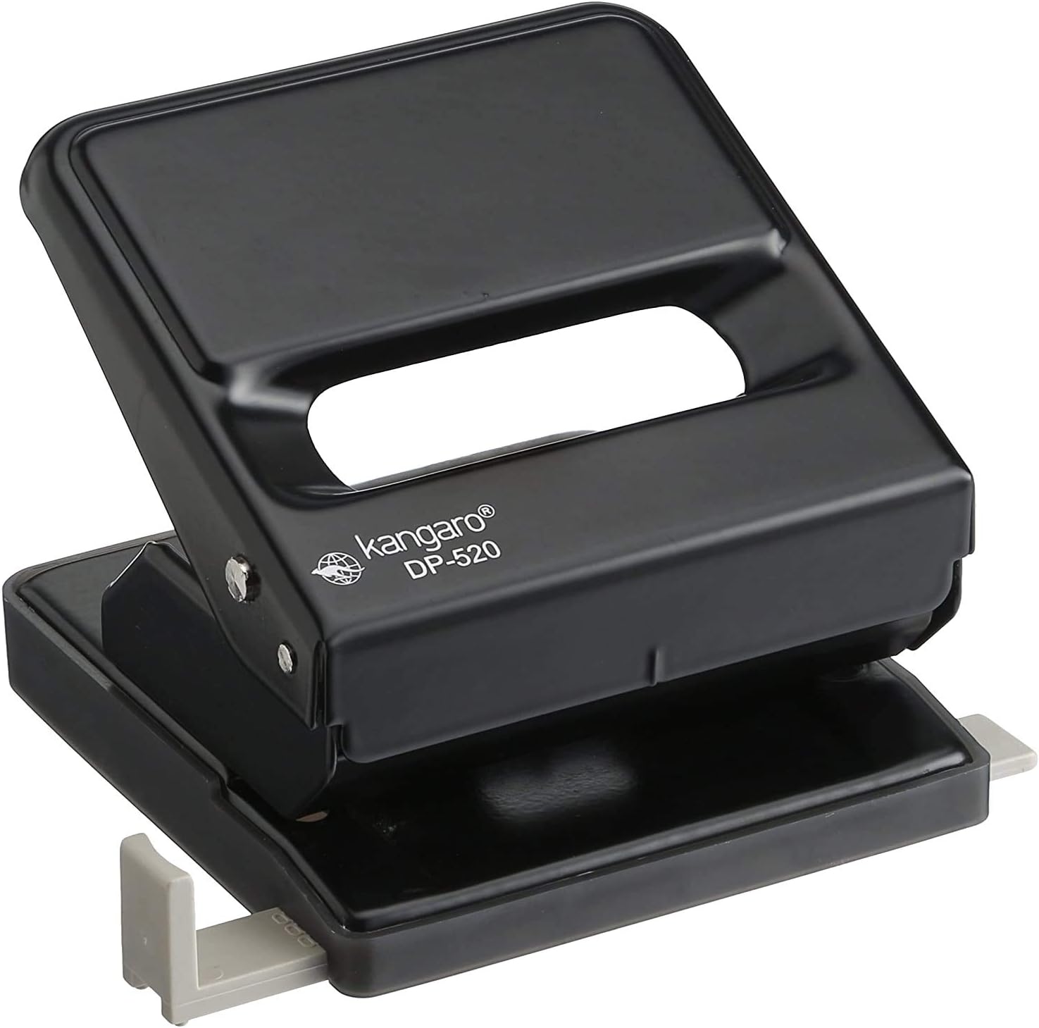 Kangaro Desk Essentials DP-520 2 Hole Metal Classic Medium Paper Punch | Removable Chip Tray with Durable Steel Consecution | Color May Vary, Pack of 1