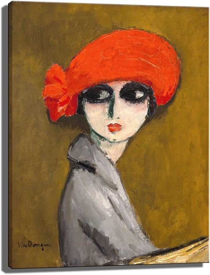 Le Coquelicot (Corn Poppy) By Kees Van Dongen Print Poster Vintage Painting Canvas Prints Wall Art Painting Posters and Prints Wall Decor Cuadros Home (16x22inch,Framed)