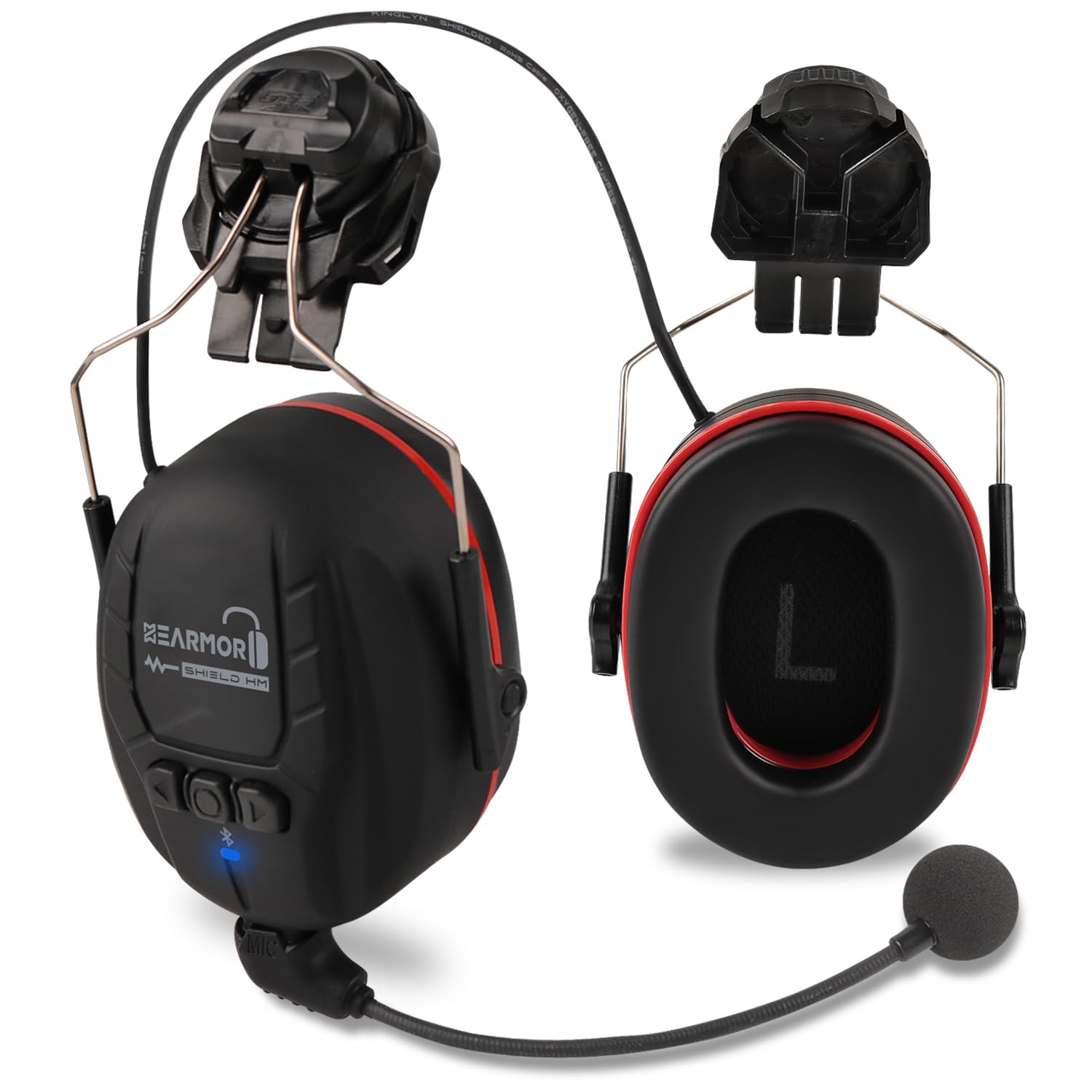 HEARMOR Protección auditiva rígida con Bluetooth, SNR 32 dB, protección auditiva fijada al casco, para trabajos de siega y trabajos intensivos en ruido