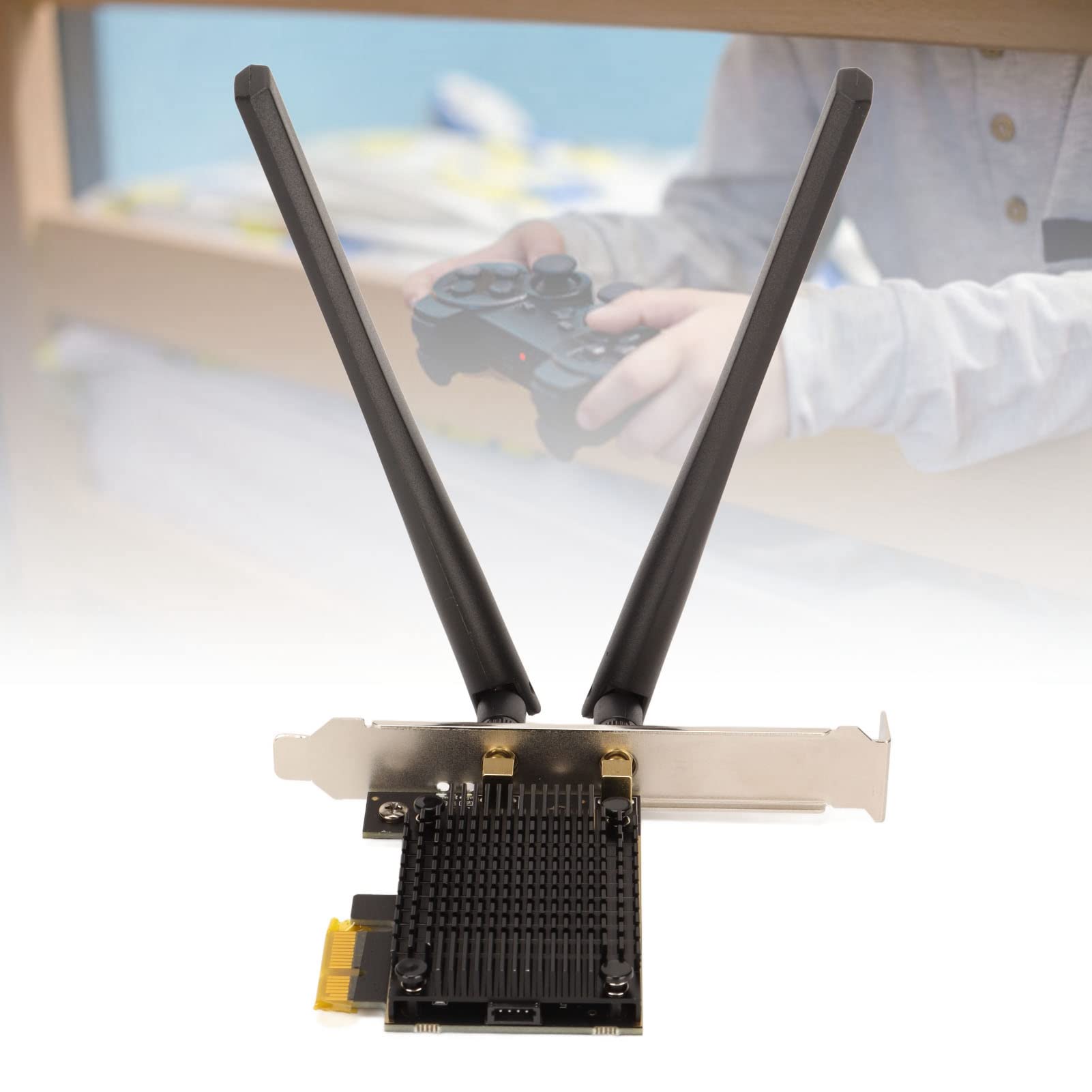 Carte PCIe WiFi 6E, Carte Réseau sans Fil Tri-Bande 5400 Mbps, Adaptateur PCI Express sans Fil 5.2, Antenne à Gain élevé 6 DBi, Prend en Charge 10 11 64 Bits