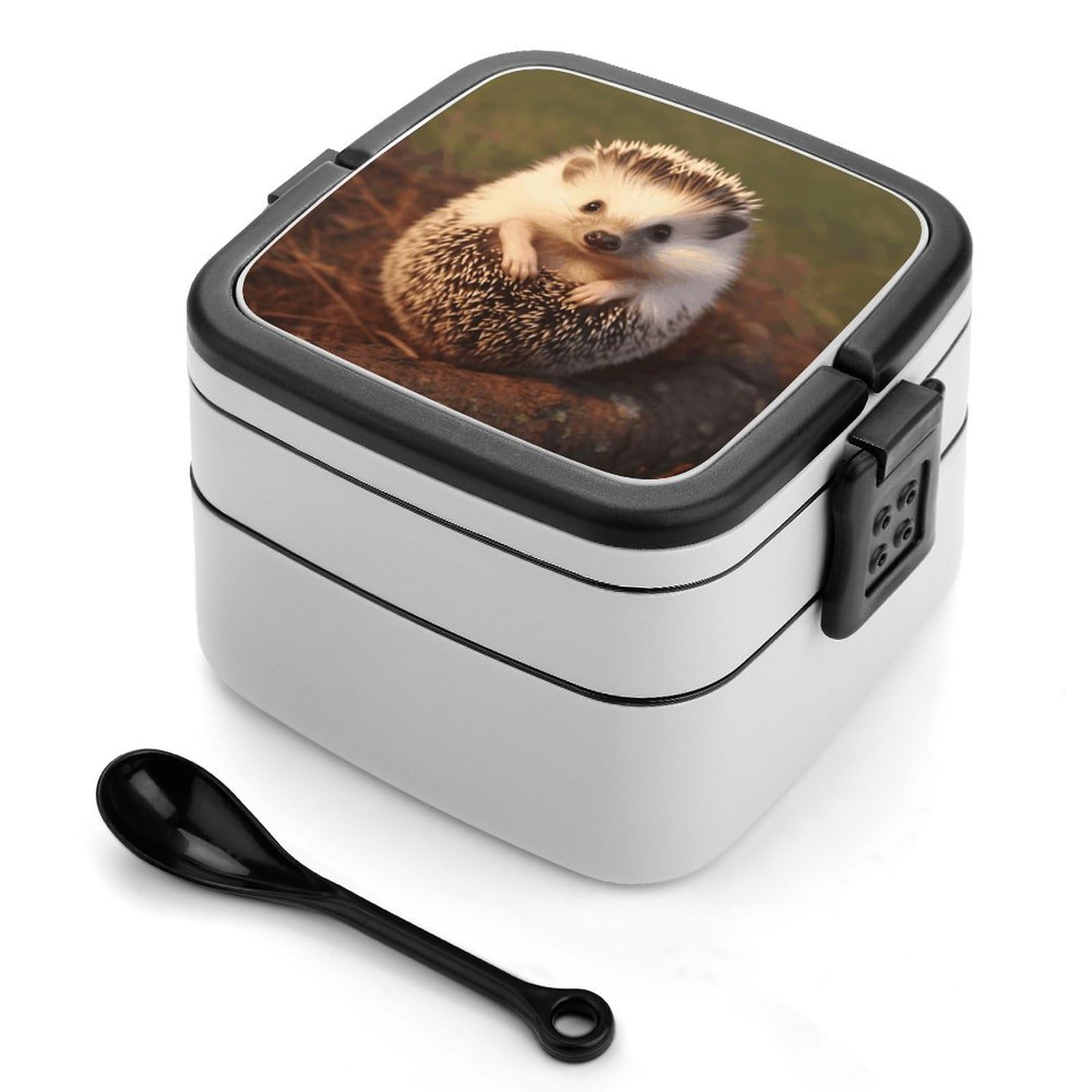 VstaDank Hedgehog Bento Box Portable Adult Lunch Box with 2 Layer&Spoon Reusable Insulated Lunchbox Large Food Containers Leak Proof Lunch Containers for Work Camping Meal Prep