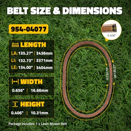 Beltchoice 954-04077A 954-04077 754-04077 Mower Deck Belt for Cub Cadet 50 Inch Deck LT1050 LTX1050 XT1 LT50 SLT1550, Kevlar Cord, 5/8" x 134", for MTD Troy-Bilt Craftsman Lawn Mowers by Beltchoice - Used condition - Image 4