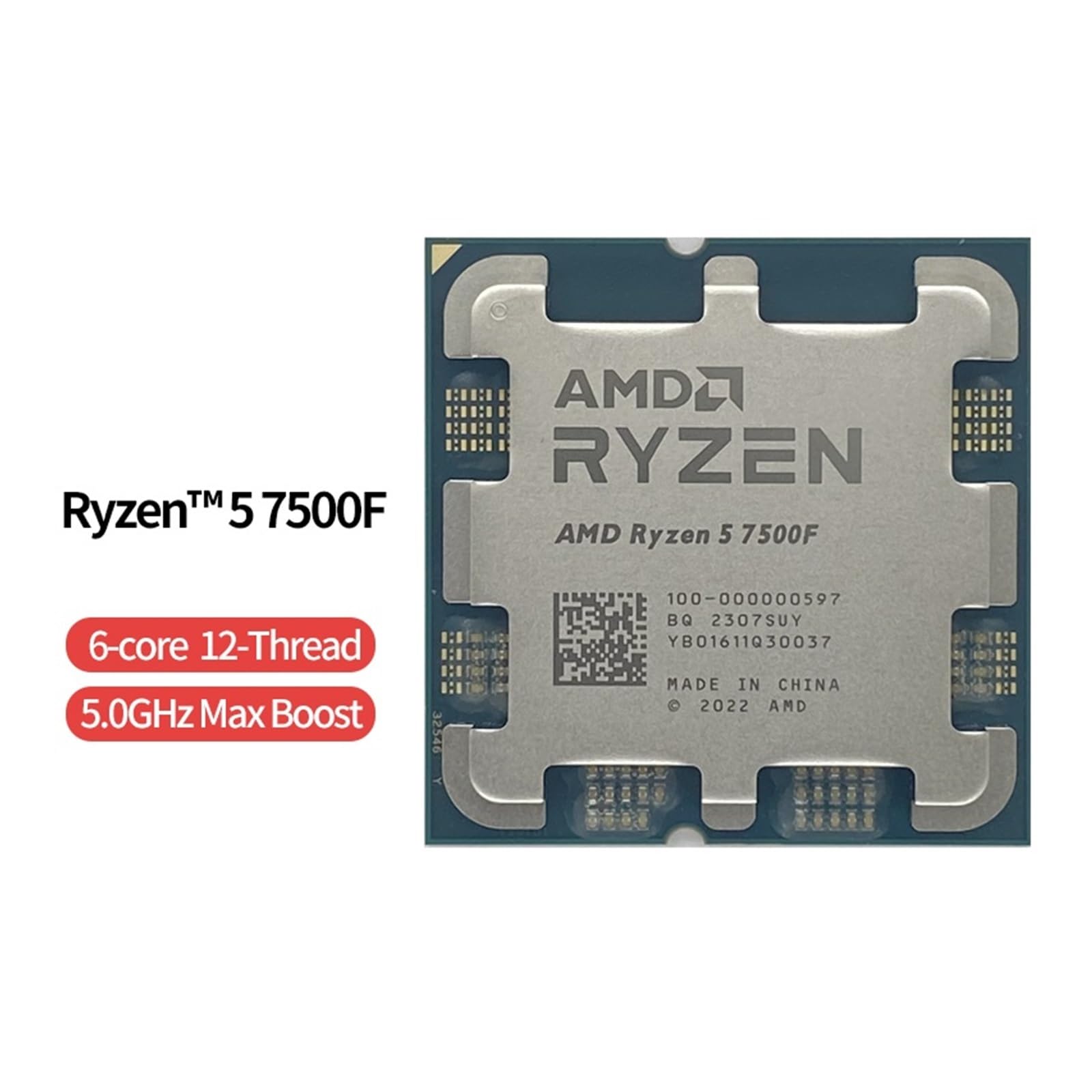 AMD Ryzen 5 7500F CPU 本体 AMD Ryzen 5 7500F CPU 6 Core / 12 Thread AM5 Socket OEM