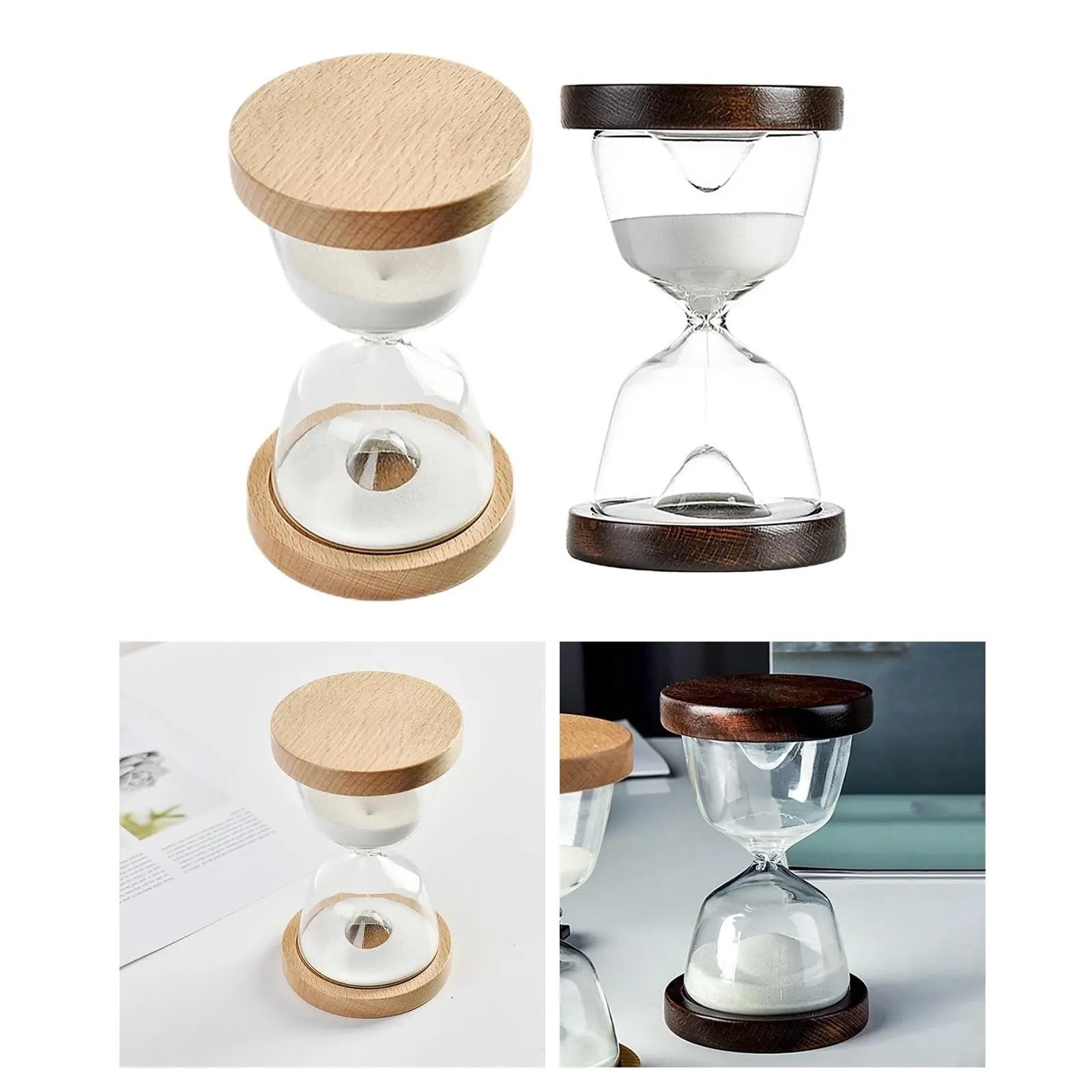 Temporizador de Arena con Base Madera, Reloj decoración 15 Minutos, Temporizador for(Light Brown)