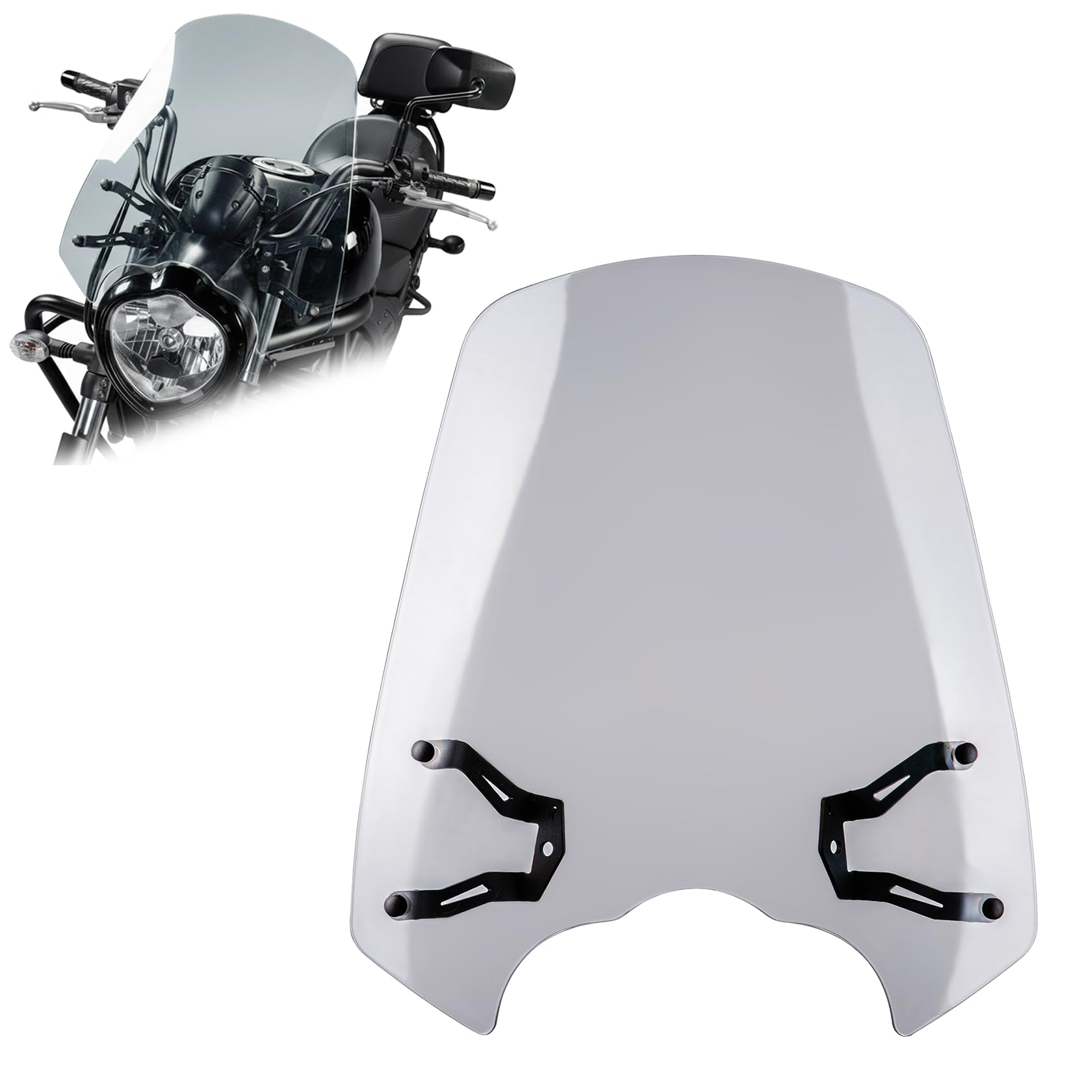 XX eCommerce motocicleta Parabrisas flujo de aire deflector de viento kit de carenado delantero compatible con K-awasaki Vulcan S650 VN650 EN650 S 650 VN EN650 2015-2022 16 17 18 19 20 21(humo ligero)
