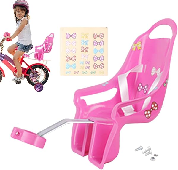 Siège De - 25x15x12cm Siège De Vélo Enfant | Accessoire Vélo Fille Chaise Transport Rose, Porte-Poupe Décoratif Avec Autocollants, Pour Fille Jeux Dë Rôle Et Balades Extérieur - 1